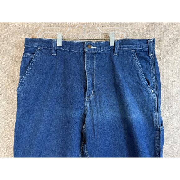 VTG Carhartt Jeans Mens 38 Blue Denim‎ Pants Carpenter Workwear Dungaree (E) - Picture 3 of 8